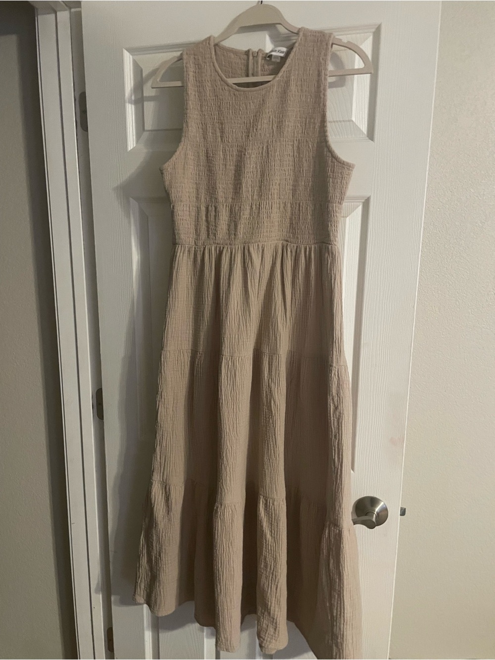 Calvin Klein Beige Sleeveless Tiered Maxi Dress